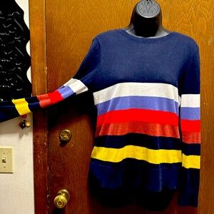 How cute is this Halogen sweater with bows down the back? Multi colored